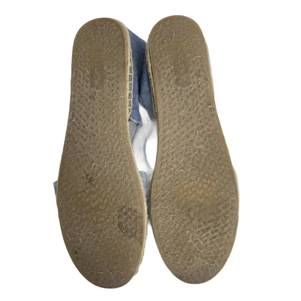 Nautica Women's Chambray Espadrille Flats Lace Up Nautical Anchor Detail Size 10